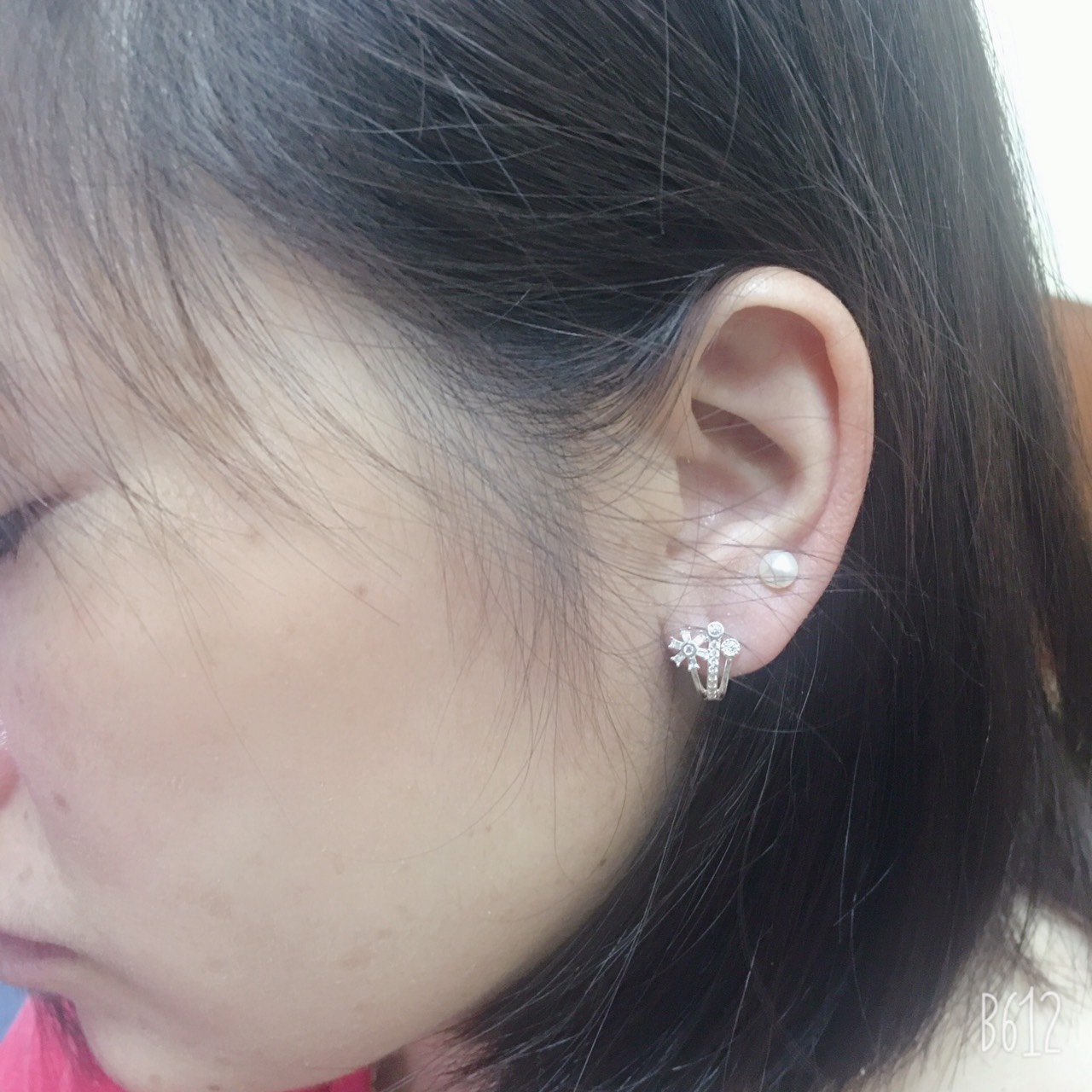 Bông tai nữ bạc 925 kiểu khuyên vành khóa bật đeo sát tai đính đá cao cấp trang sức