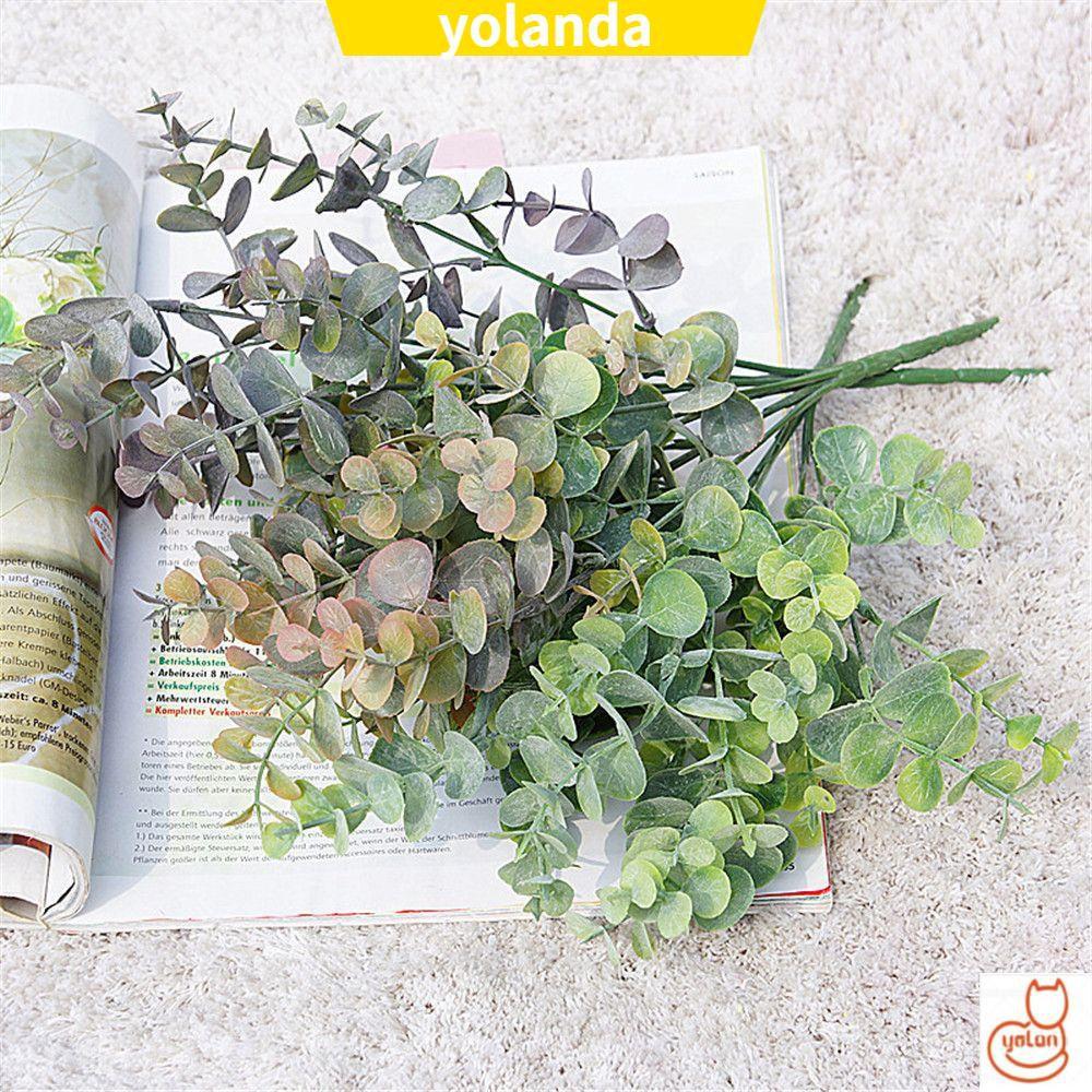 ☆YOLA☆ Home Decor Artificial Plants Nordic Money Leaf Fake Eucalyptus Garden Simulation Silk Flower Bunch Green/Multicolor