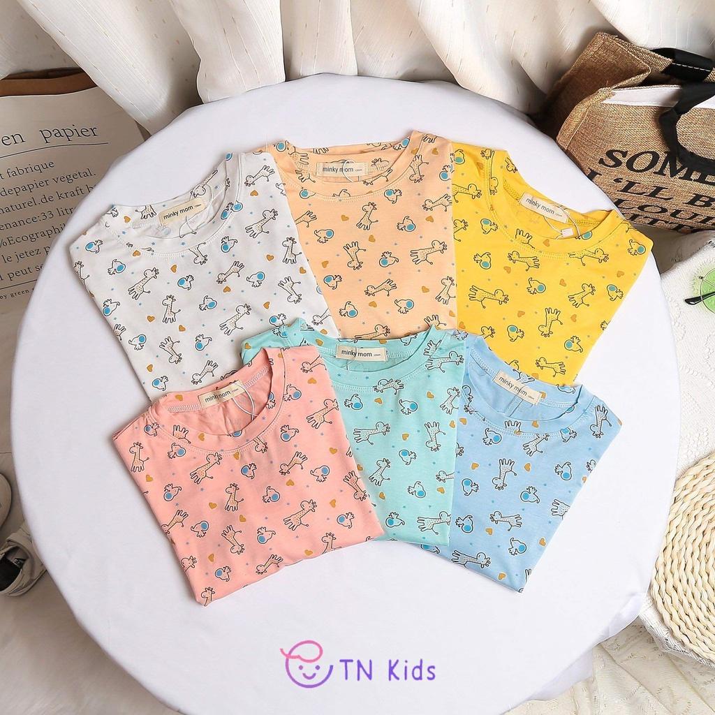 Bộ tay dài thun lạnh SIZE ĐẠI Minky mom in hươu cao cổ cho bé trai bé gái từ 20-32kg