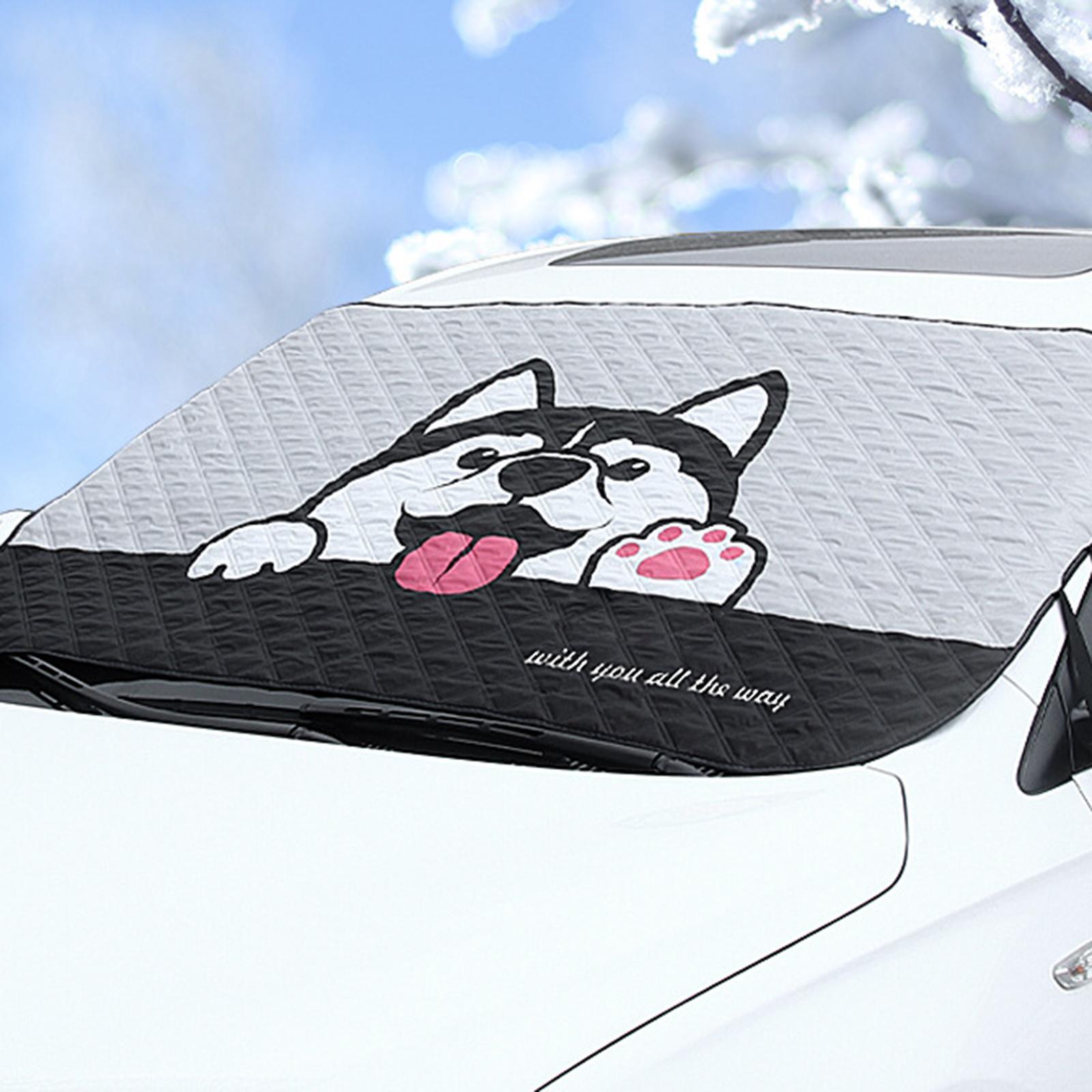 Car Windshield Snow Cover Windscreen Cover Waterproof Frost Snow Ice Dust Water Resistant Front Window Automotive Cover for Van SUV