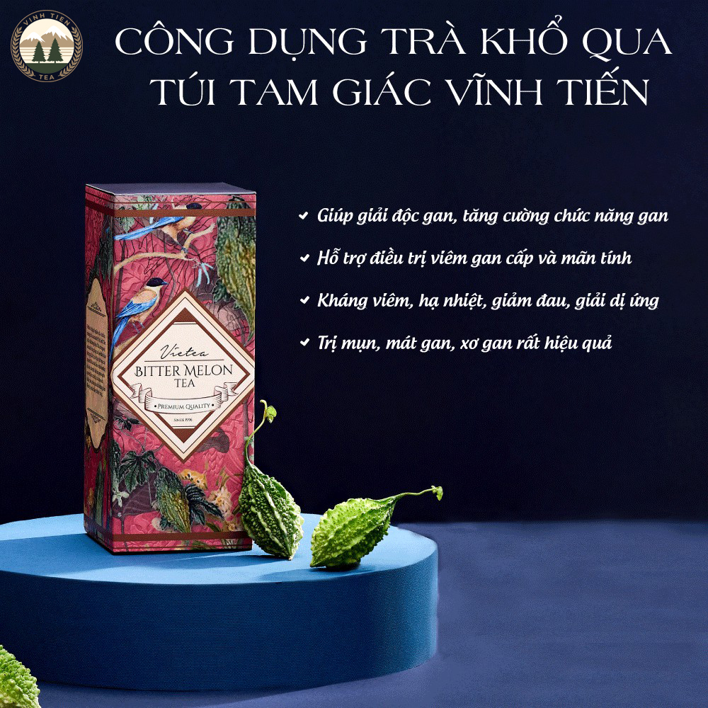 Hình ảnh Trà Khổ Qua Túi Tam Giác Vĩnh Tiến (Hộp 15 Túi x 2,5g) - Thanh Nhiệt, Giải Độc Gan, Giảm Cân, Ngủ Ngon