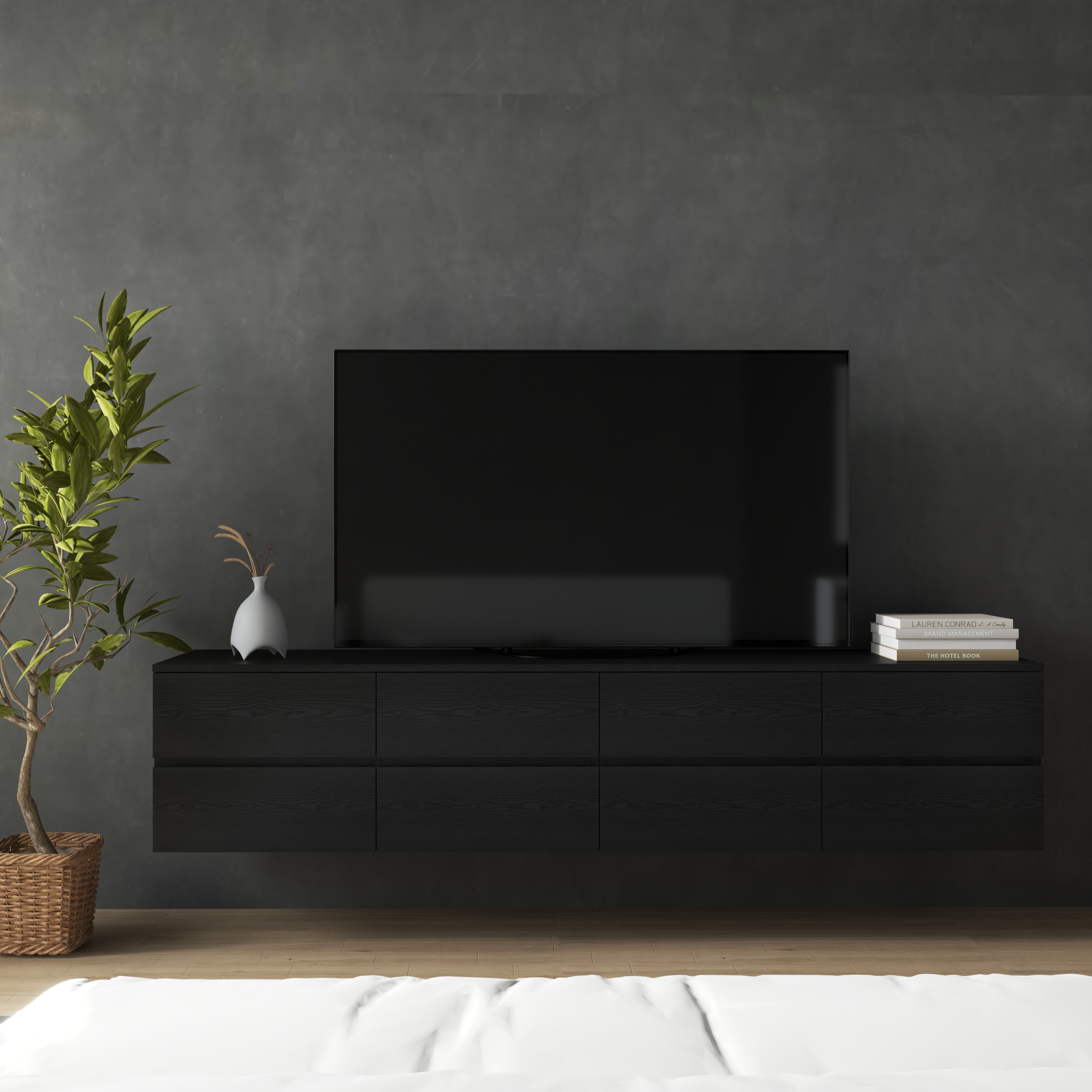 OLA , Kệ TV 8 ngăn kéo - treo tường , 200cm x 40cm x 42cm , KTV_024