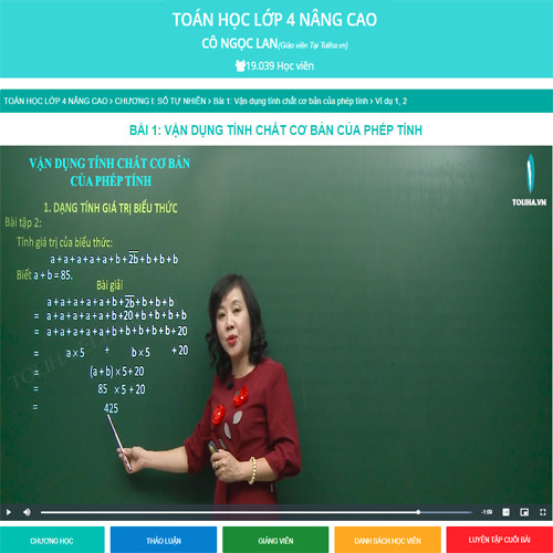 Khóa học TOÁN HỌC LỚP 4 NÂNG CAO - cô Ngọc Lan - 09 tháng