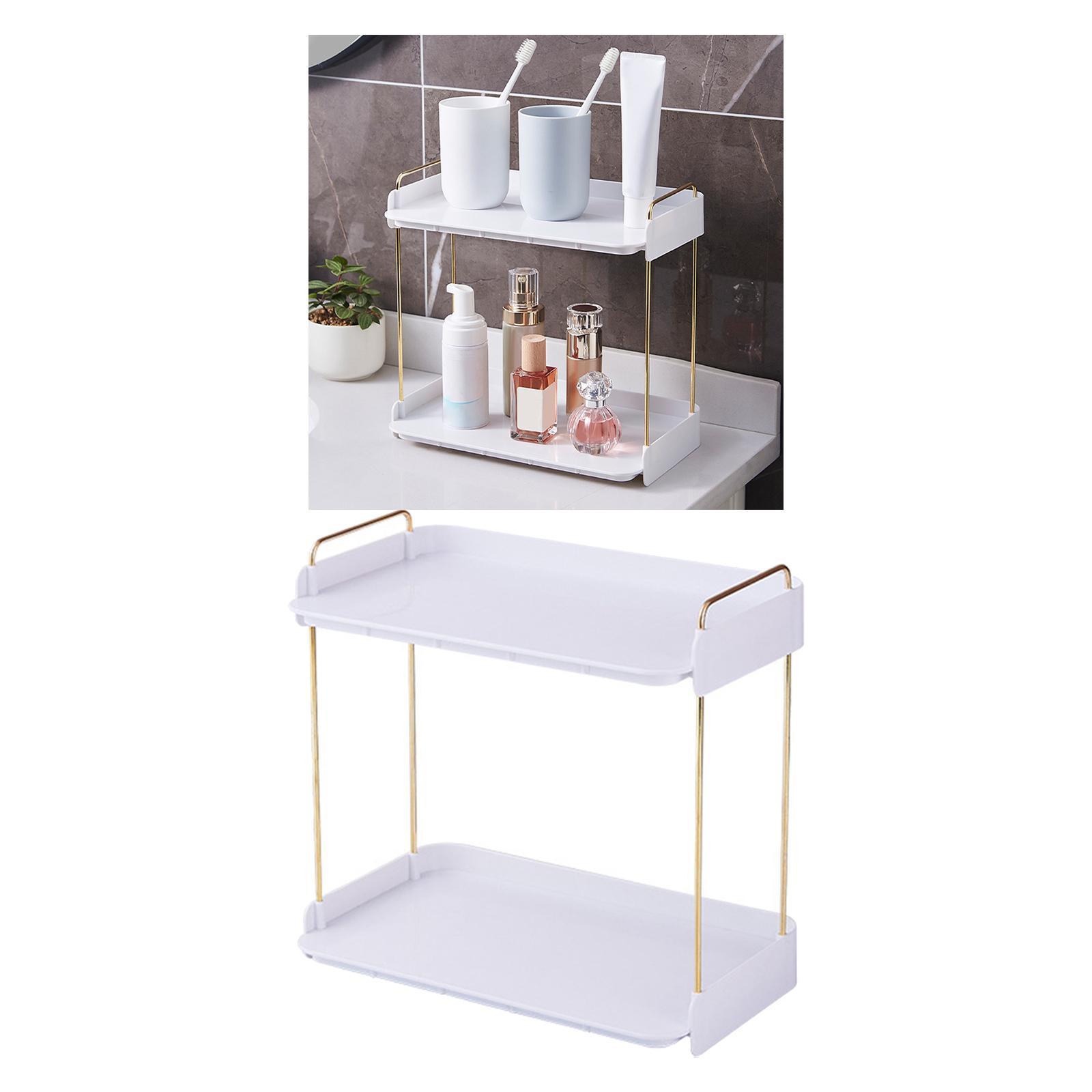 Cosmetic stand makeup shelves shower kitchen 2 Layers white