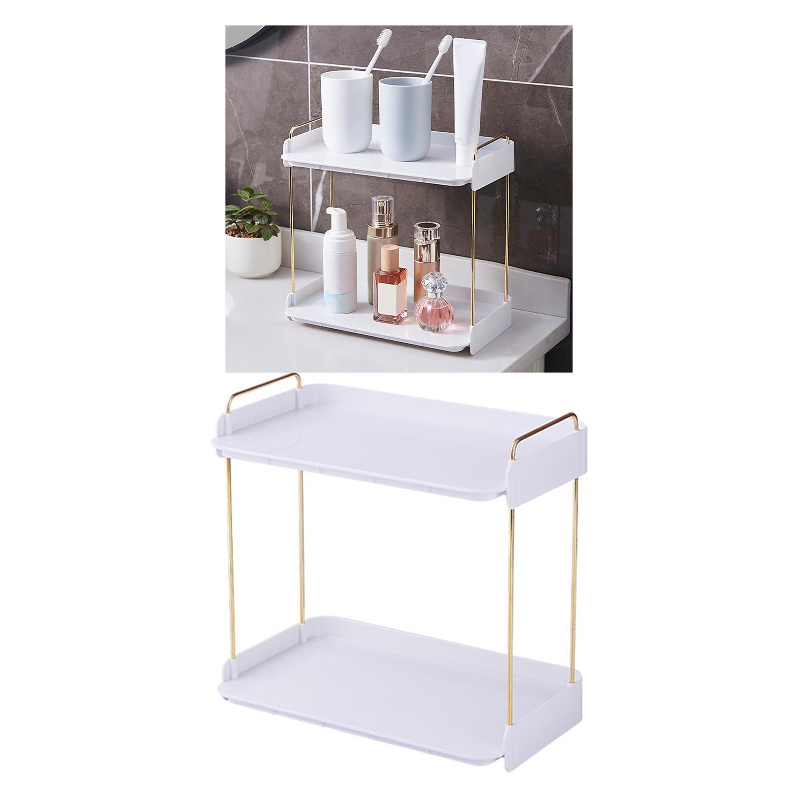 cosmetic stand makeup shelves shower kitchen 2 Layers white