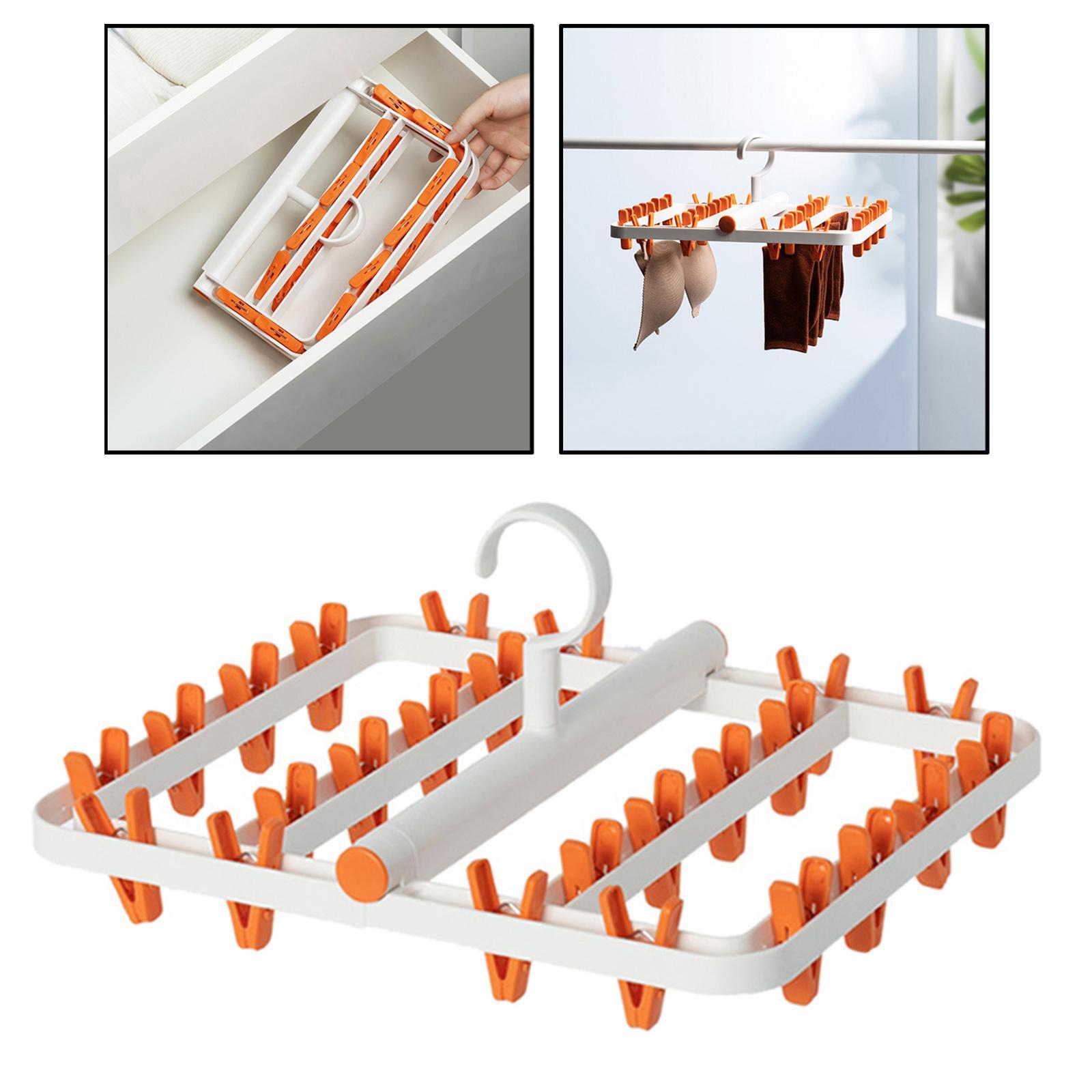 Foldable Socks Cloth Hanger Windproof Clothespin 24 Clips Household