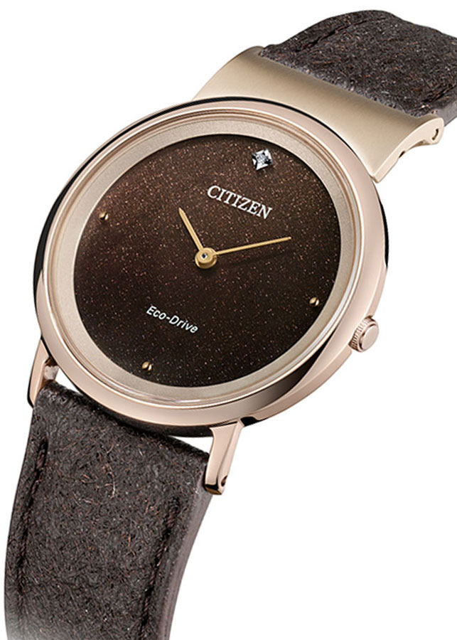 Hình ảnh Đồng Hồ Nữ Citizen Đính Kim Cương Dây Da EG7072-19X - Mặt Nâu (Sapphire)