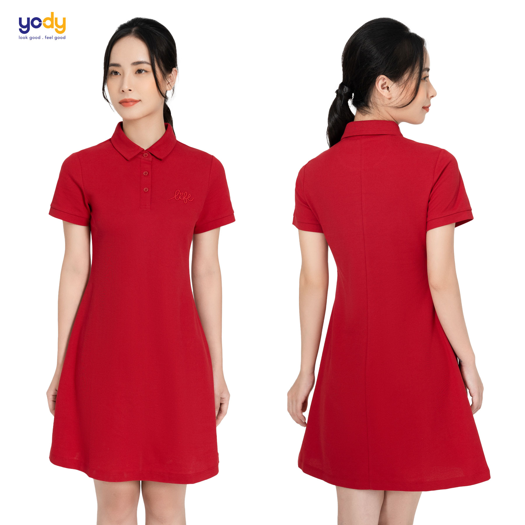 Váy thun polo nữ YODY cộc tay có cổ chất liệu cotton mềm mại thoải mái - VPN5004