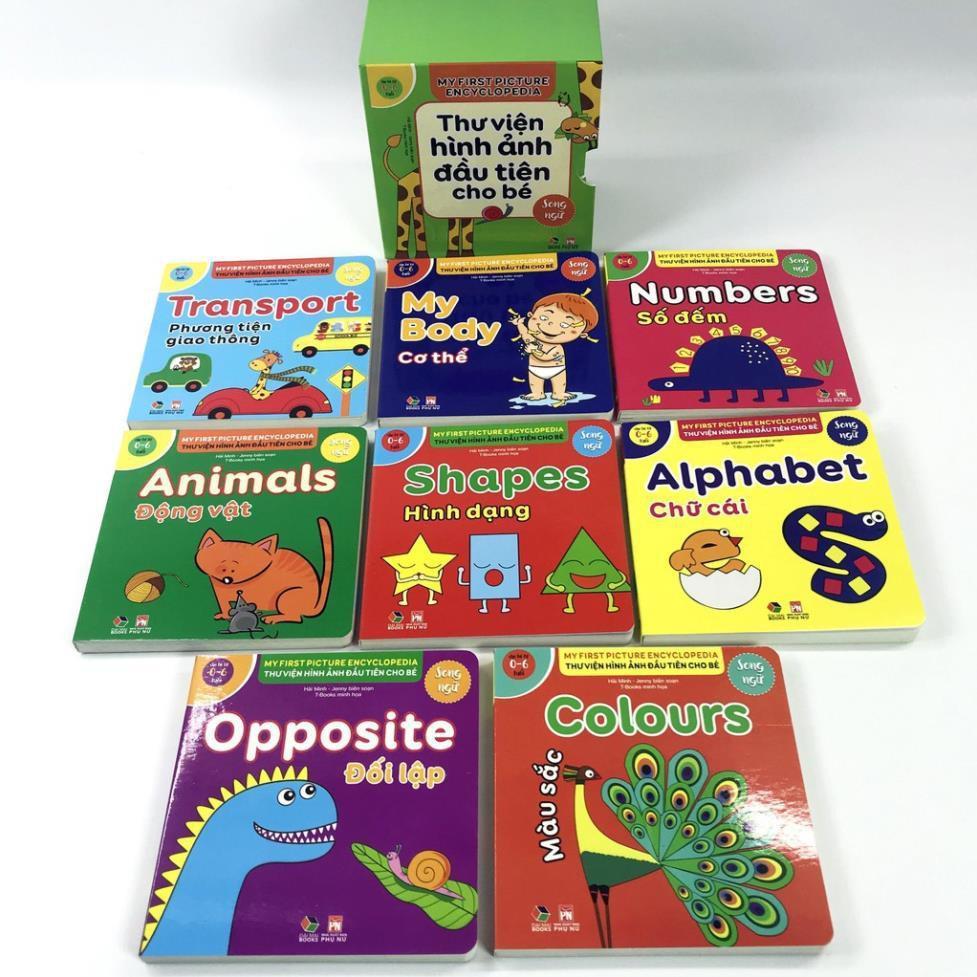 Sách - Thư Viện Hình Ảnh Đầu Tiên Cho Bé - Song Ngữ Việt Nam - Combo Hộp 8 Cuốn - Tập 1 - MCBooks