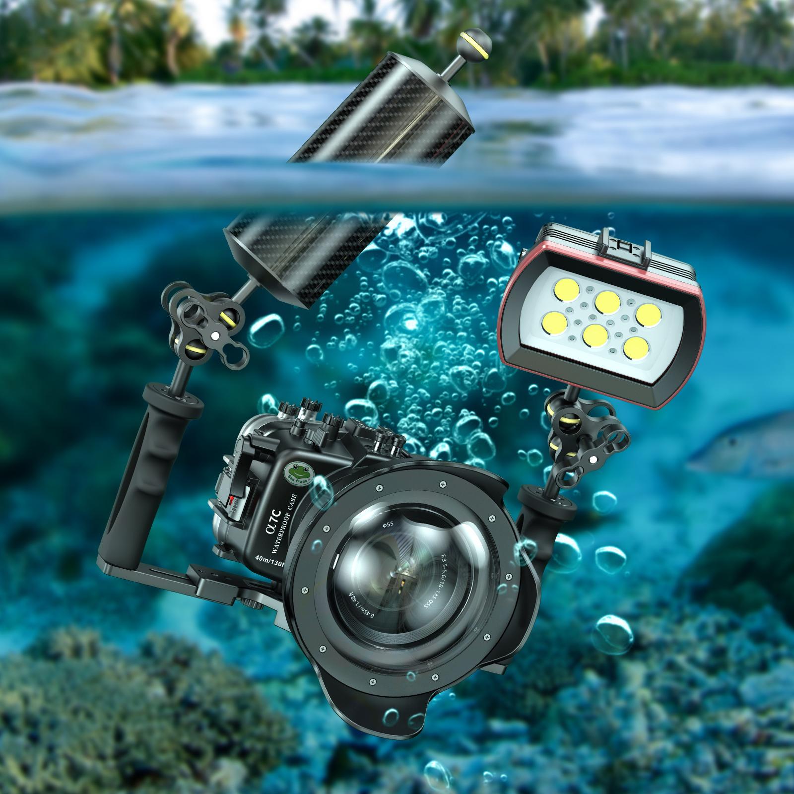 Phao sợi carbon Độ nổi dưới nước Cánh tay bóng kép Cánh tay nổi Camera lặn Khay lặn dưới nước
