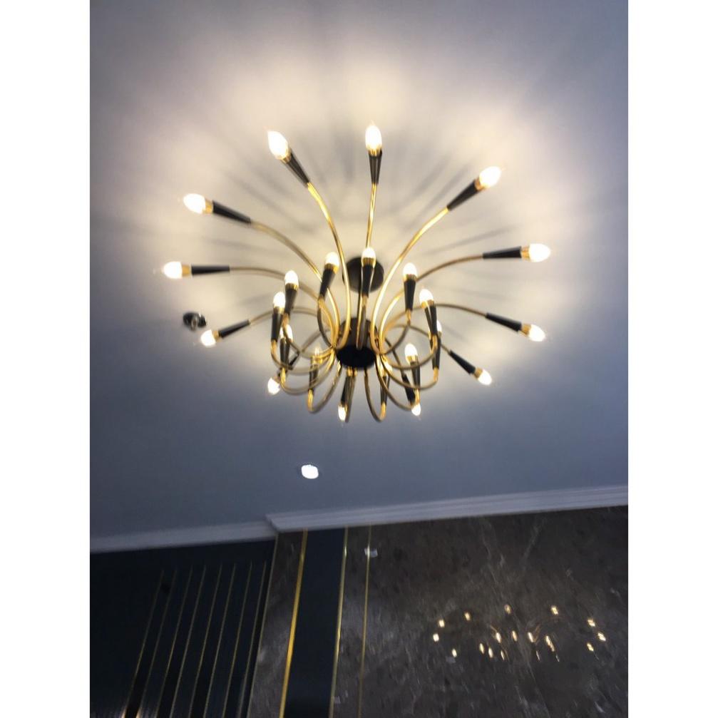 Đèn chùm hoa sen - 24 tay hợp kim mạ vàng đẹp - Tặng kèm bóng led chuyên dụng