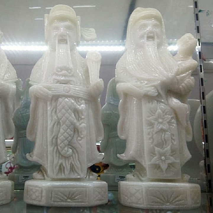 Tượng Bộ Tam Đa Đá Trắng