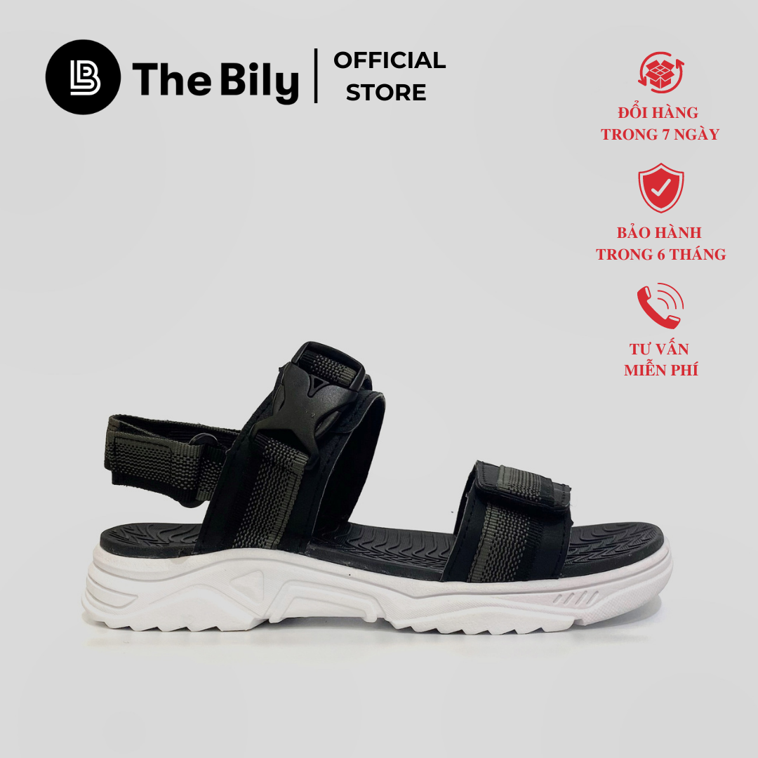 Giày Sandal Nam The Bily Quai Ngang - Đế Trắng Lót Đen Màu Xám Thổ Cẩm BLDTMD03