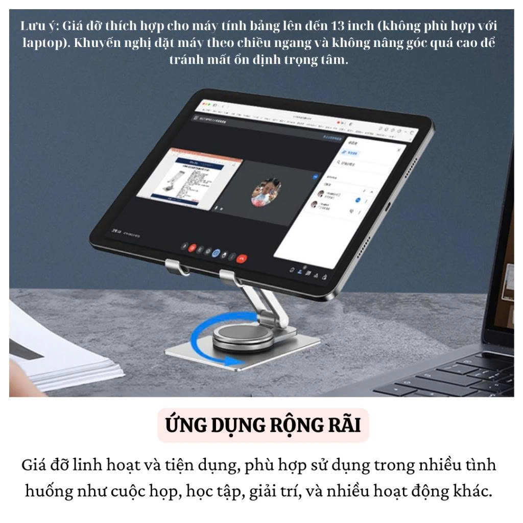 Giá đỡ hợp kim nhôm xoay 360 độ, gấp gọn điều chỉnh linh hoạt ZM107 dành cho Điện Thoại / iPad / Tab. Hàng Nhập Khẩu