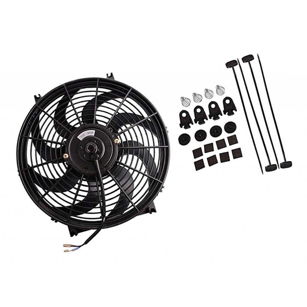 Universal 14" Curved Electric Engine Radiator Cooling Fan with Mounting Kits