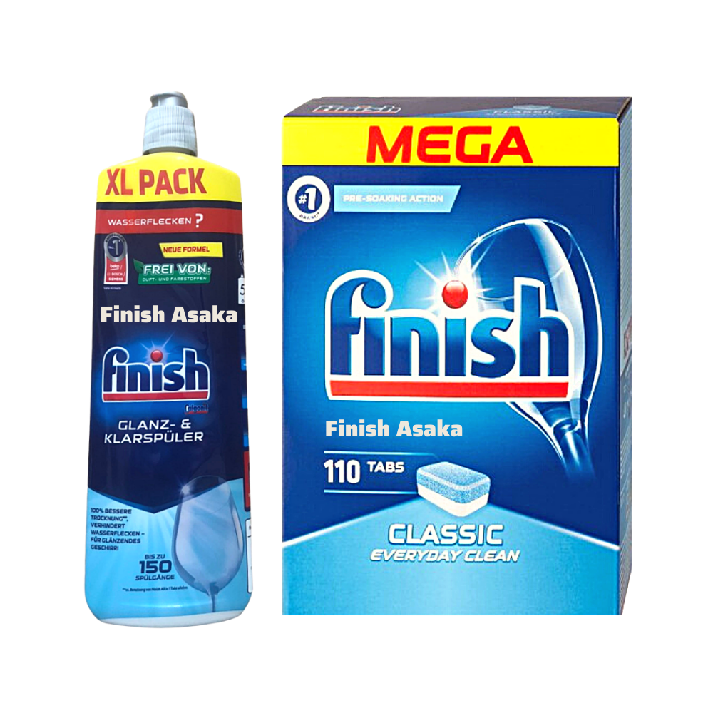 Combo Viên rửa bát Finish 110 viên+Nước làm bóng finish 800ml dùng cho máy rửa bát