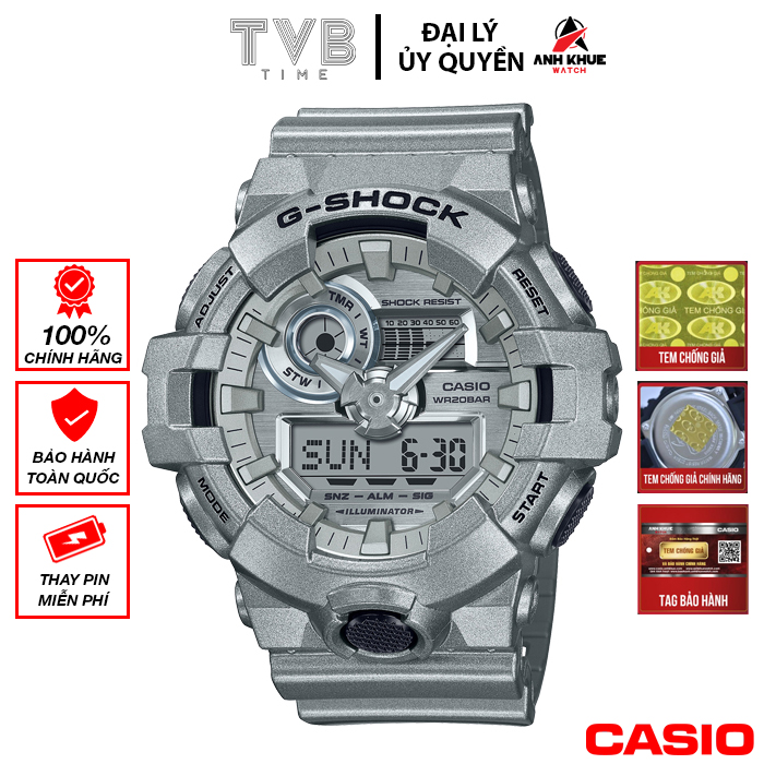 Đồng hồ nam dây nhựa Casio G-Shock chính hãng GA-700FF-8ADR (53mm)