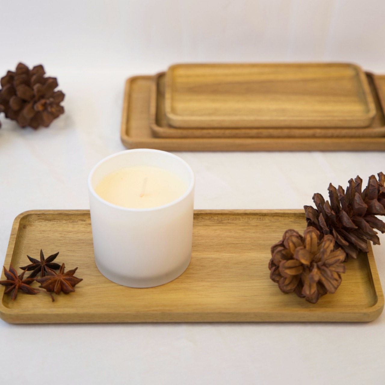 Khay đựng đồ hình chữ nhật Vibasic làm từ gỗ keo, đa dạng kích thước, thích hợp decor trang trí