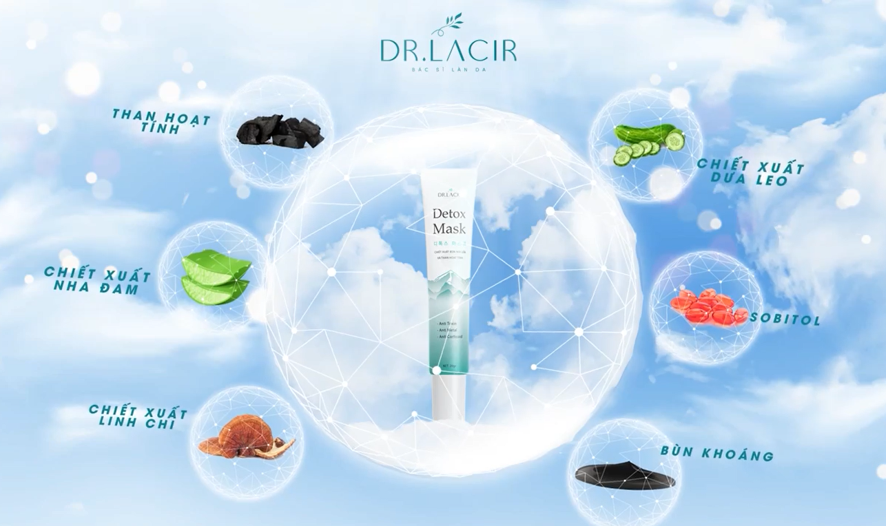 Detox Mask - Mặt Nạ Thải Độc Dr Lacir : Thải độc da, làm sạch sâu, thải độc tố tích tụ trên da (Chính hãng Dr.Lacir)