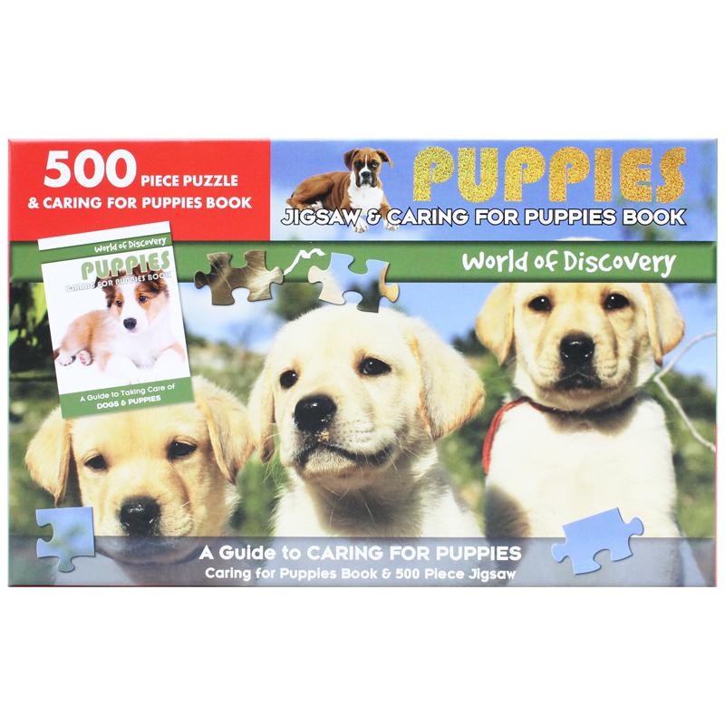 5000 Piece Puzzle &amp; Caring For Puppies Book: Puppies