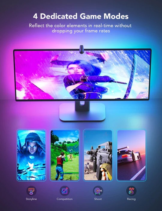 Dây Đèn LED RGB mở rộng màn hình máy tính DreamView G1 Gaming Light H604B (24-32&quot;) | Bí kíp tối thượng cho game thủ