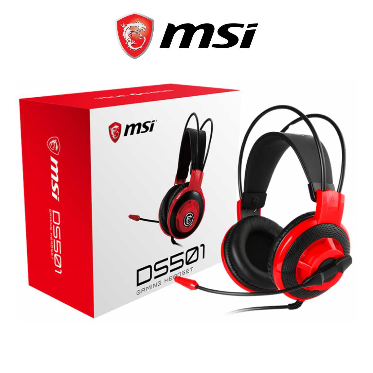 Tai Nghe Chụp Tai Gaming MSI DS501 Âm Thanh 7.1, Tích Hợp Mic, Dây Cắm USB Dài 2.1M - Hàng Chính Hãng