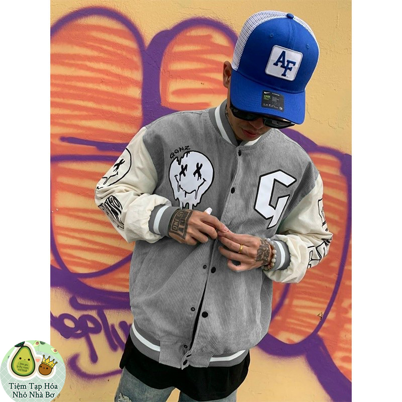 Áo Khoác Bomber Nhung Tăm Form rộng Unisex Freesize Áo Khoác Bóng Chày Gonz Siêu Hot Trendy AK01