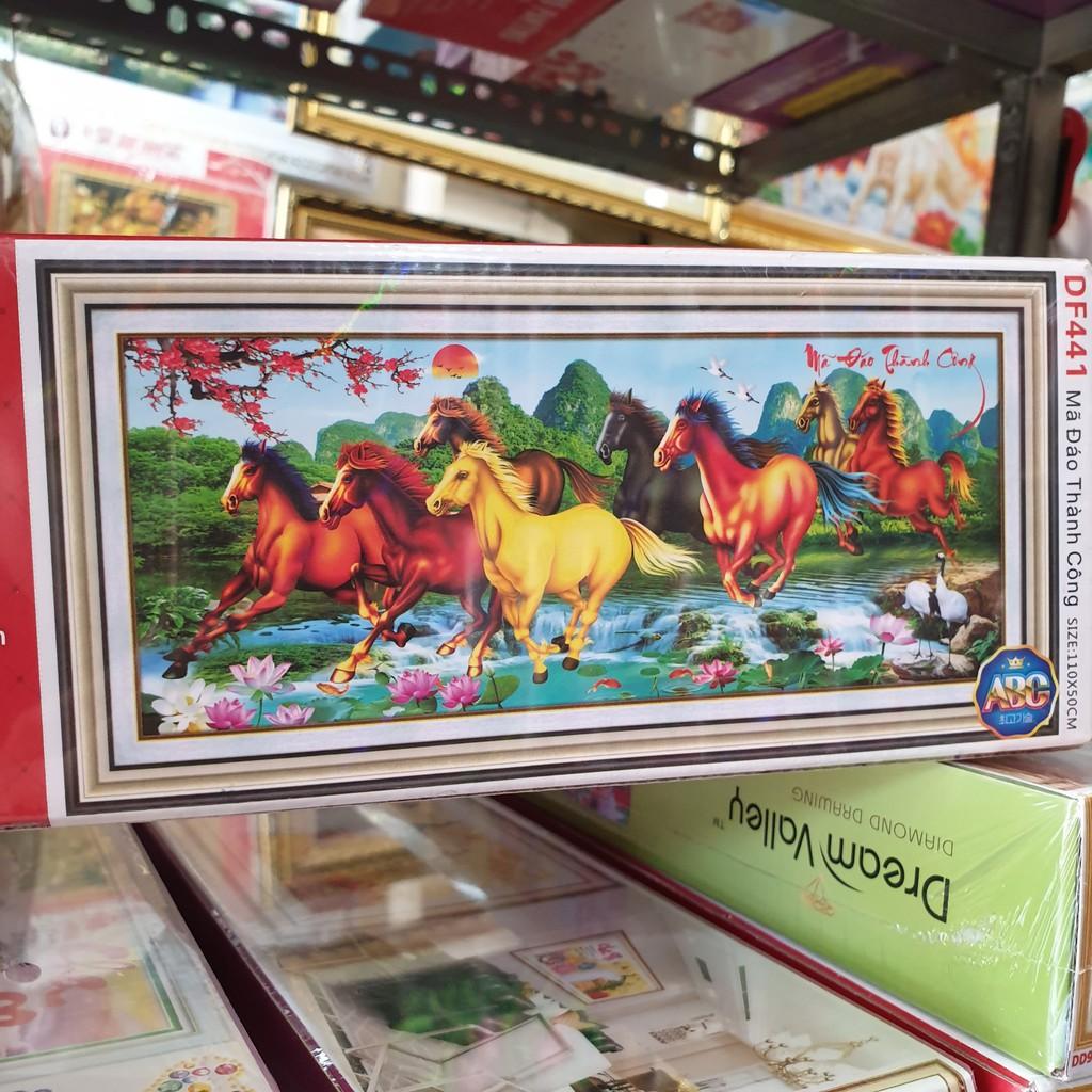 Tranh Đính Đá MÃ ĐÁO THÀNH CÔNG . Kích Thước: 1m x 50cm - 1m5 x 77cm