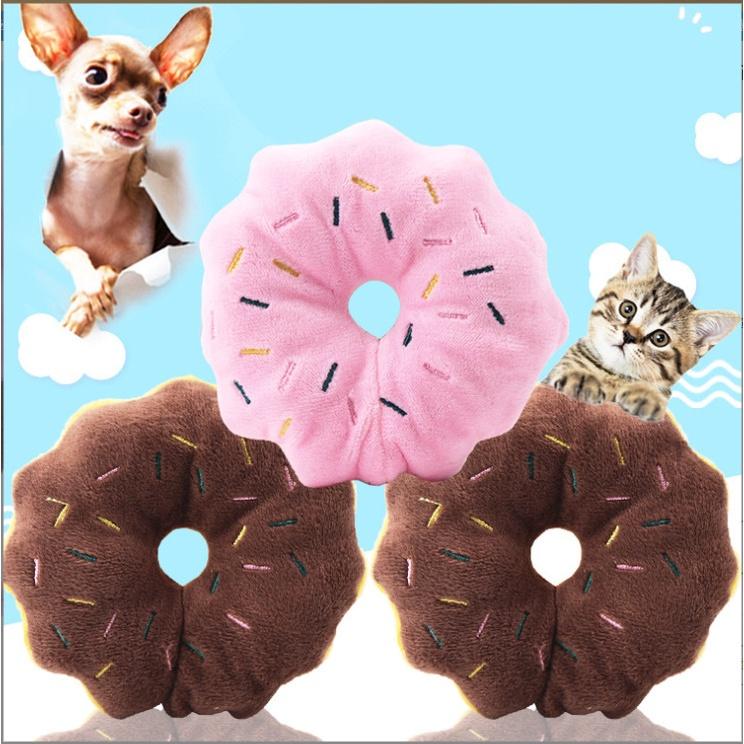 Đồ chơi gặm hình bánh donut phát ra tiếng cho chó mèo, cho thú cưng vui chơi siêu dễ thương
