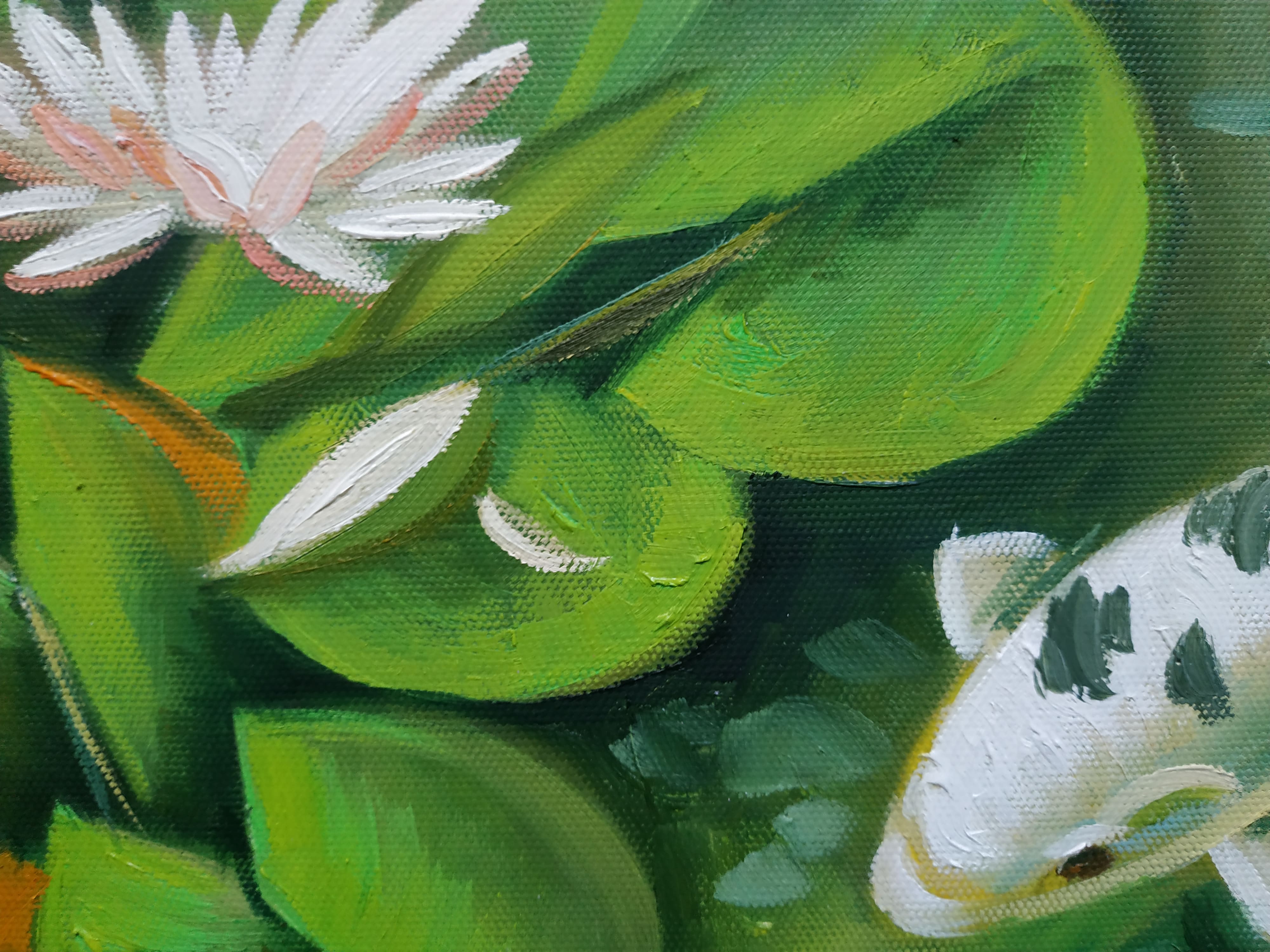 Tranh Phong Thủy - Cửu Ngư Quần Hội - Sơn Dầu Vẽ Tay 40x50cm