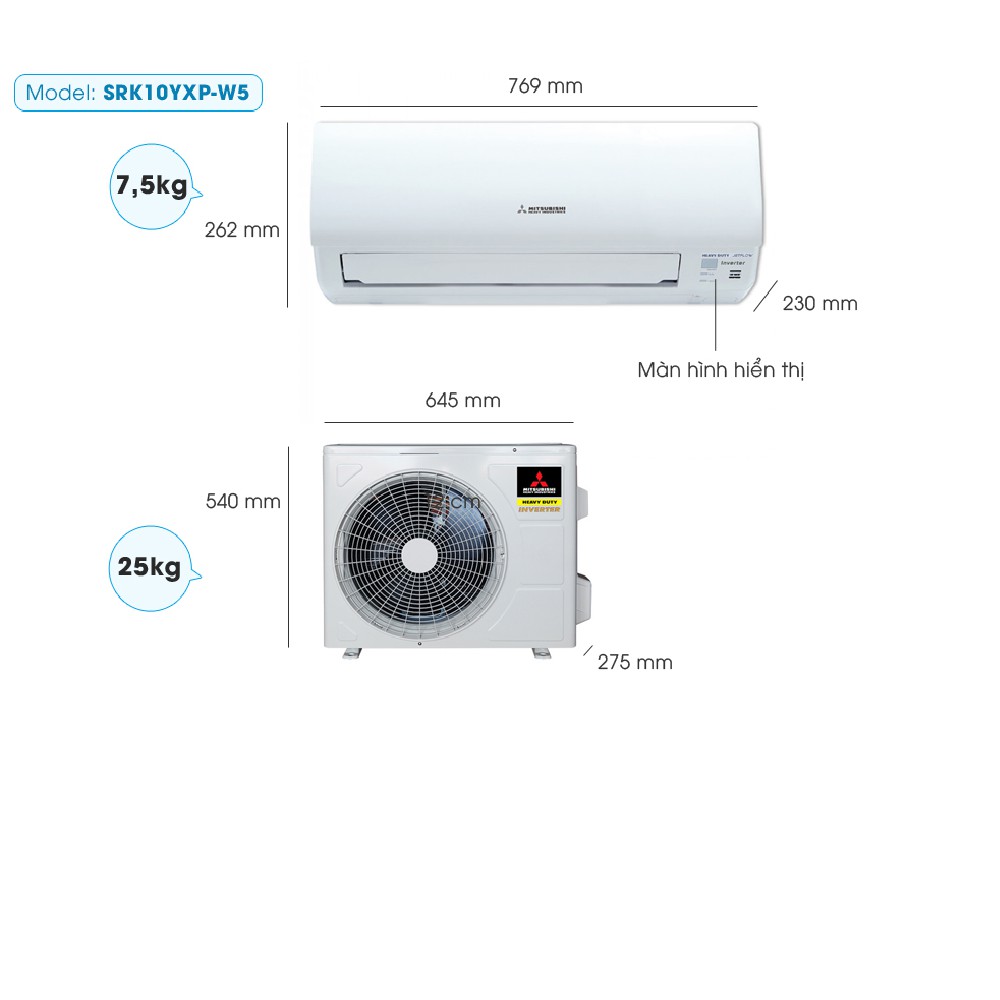 Điều Hòa Inverter Mitsubishi Heavy SRK10YXP-W5 (8.871Btu) - Hàng Chính Hãng ( Chỉ giao tại TPHCM)