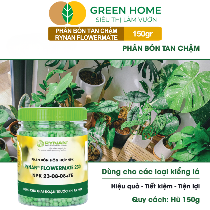Phân Bón Thông Minh Rynan GreenHome, Hũ 150gr, Giải Pháp Dinh Dưỡng Tan Chậm Cho Lan Và Cây Cảnh