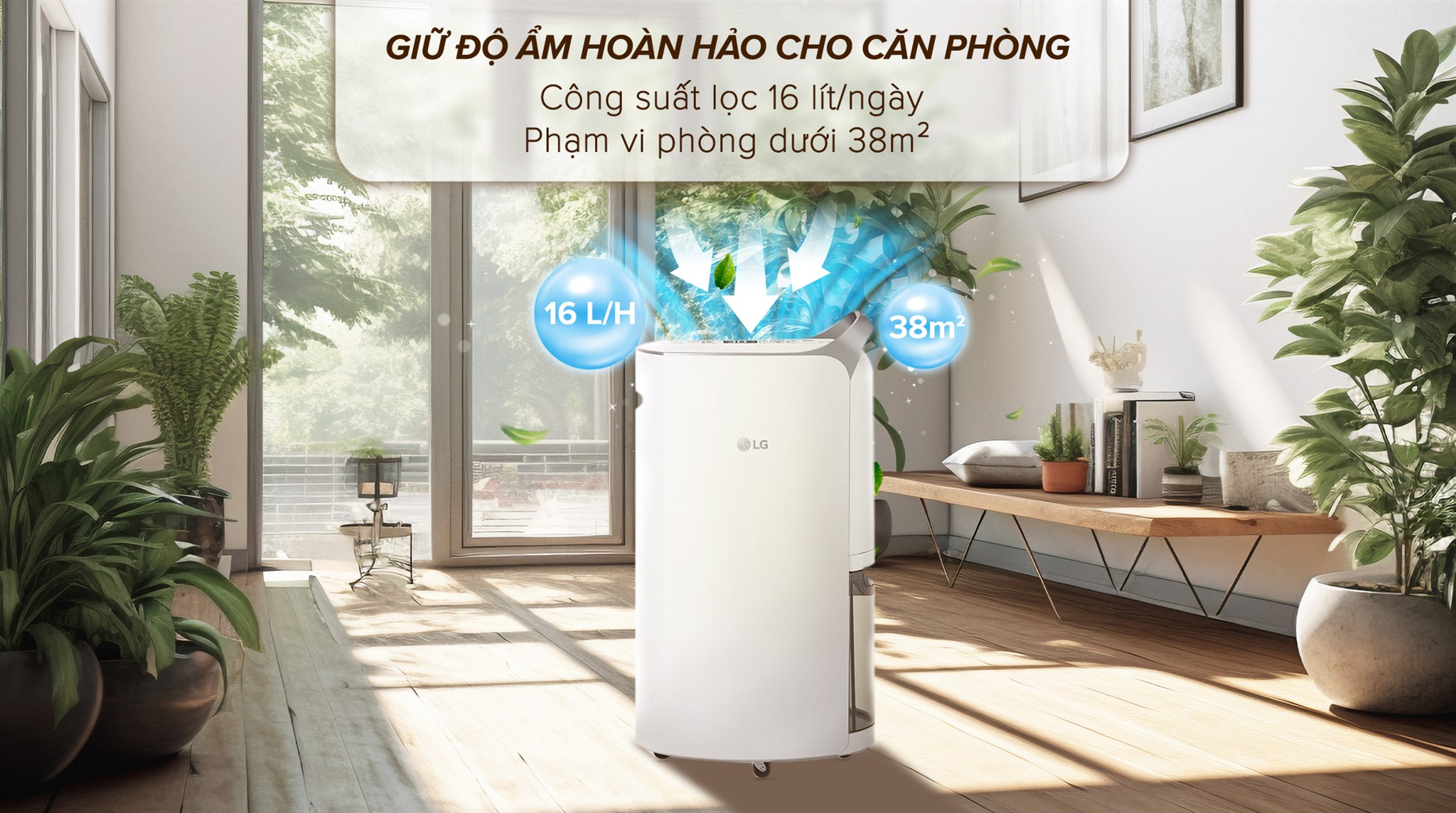 Máy hút ẩm LG Dual Inverter 16L MD16GQSE0 - Hàng chính hãng - ĐKH