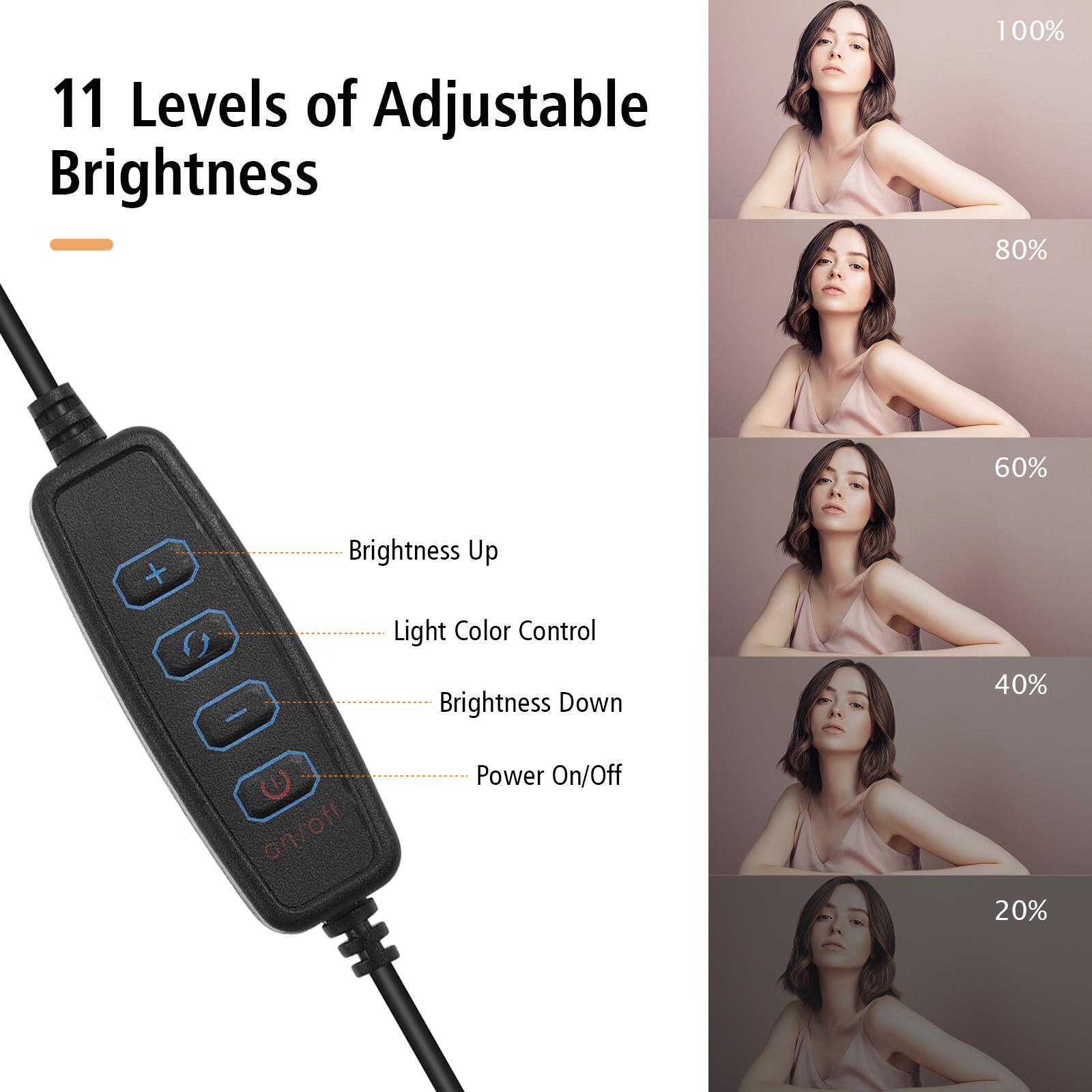 USB LED Video Light Kit Conference Light with 1 * LED Fill Light 3200K-5600K + 1 * Extendable Tripod + 8 * Color Filters