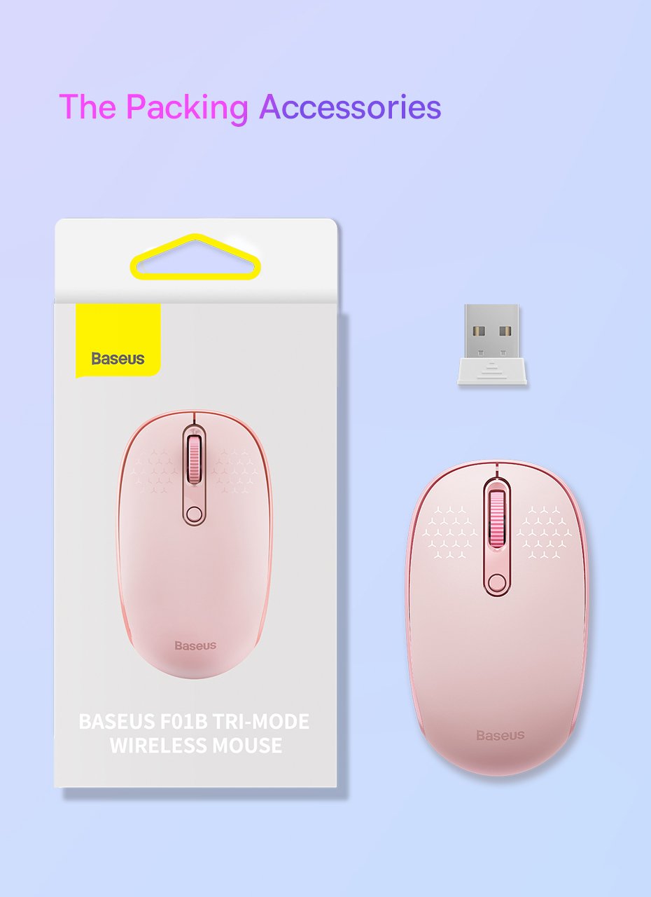 Chuột không dây Baseus F01B Tri-Mode Wireless Mouse  Bluetooth &amp; 2.4GHz- hàng chính hãng