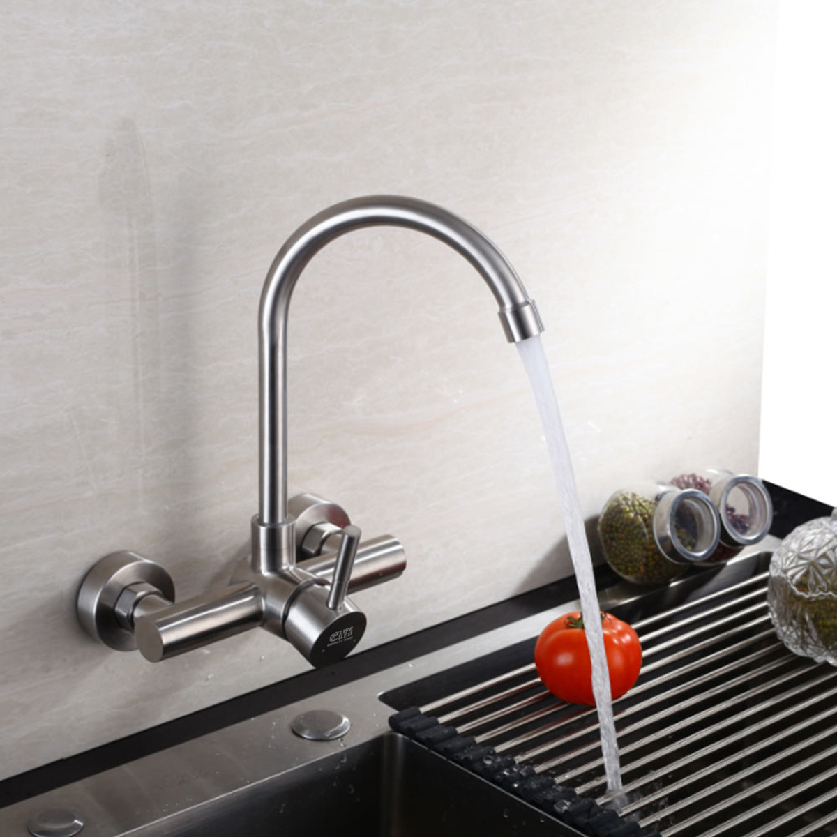 Vòi rửa chén nóng lạnh âm tường Inox SUS 304 Eurolife EL-T018AT
