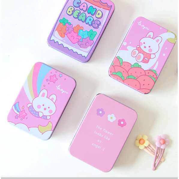 Hộp Thiếc Mini Vintage Làm Quà Tặng Đựng Trang Sức và Kẹp Tóc Nhỏ Dễ Thương