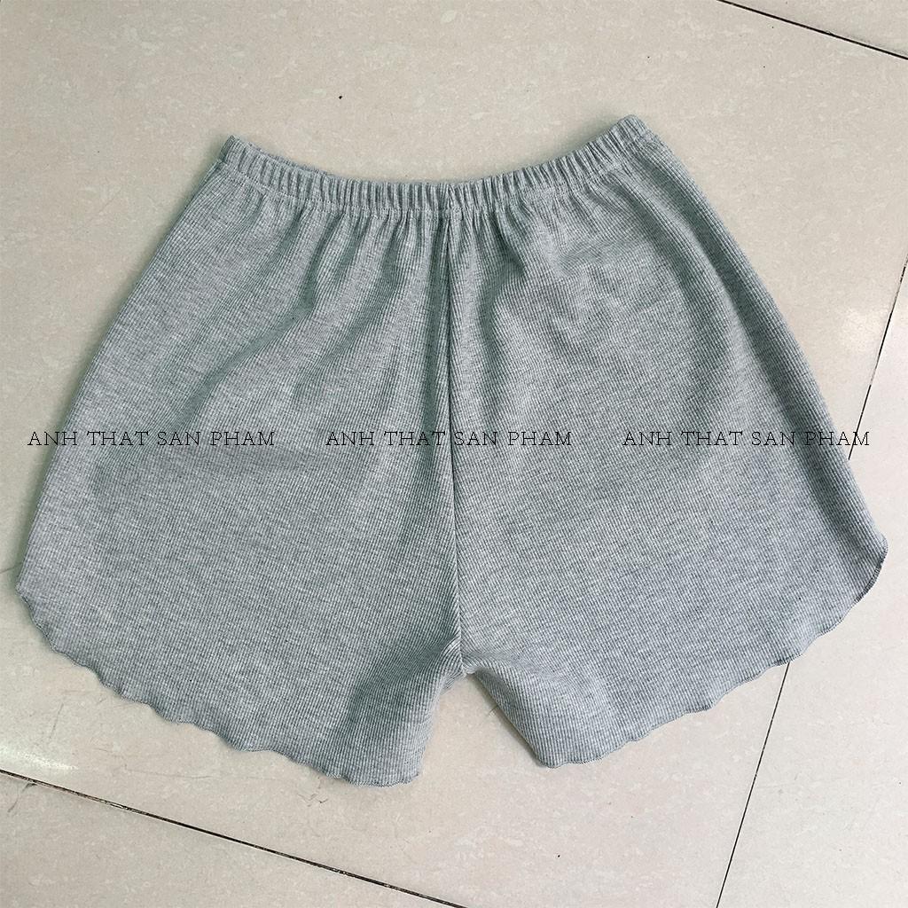 Quần short nữ mặc nhà chất thun cuốn lai màu đen CRQ030