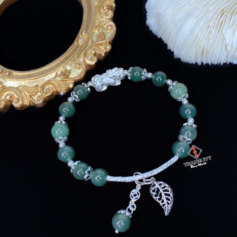 Vòng Lam Ngọc Mix Charm Tỳ Hưu Bạc