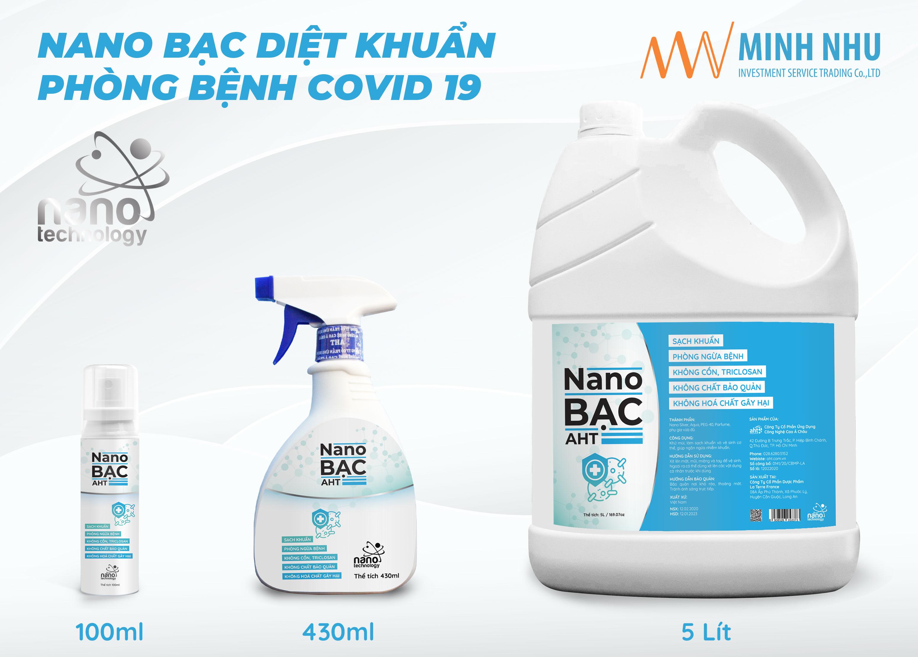 Chai xịt diệt khuẩn Nano Bạc AHT - dùng rửa tay, phun khử khuẩn toàn thân