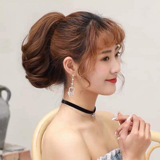 Tóc giả ngoặm ngắn xoăn ngắn ngang cổ