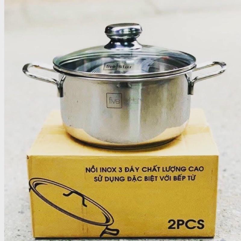 HÀNG CHÍNH HÃNG Nồi inox 3 Đáy Sandwich Fivestar Nắp Kính
