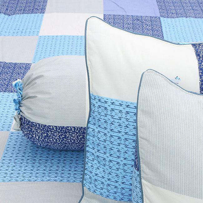 Bộ Drap Cotton May Từ Vải Cotton Thắng Lợi mẫu ca rô biển