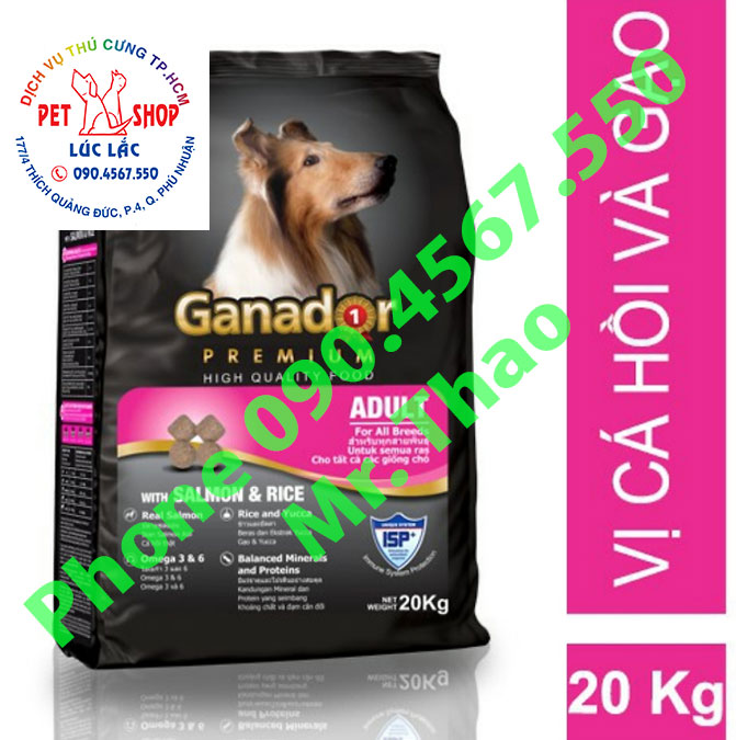 Thức ăn cho chó trưởng thành Ganador vị cá hồi & gạo Salmon & Rice 20kg