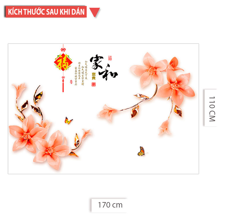 Decal dán tường ĐỖ QUYÊN AZALEA 3D CH2003