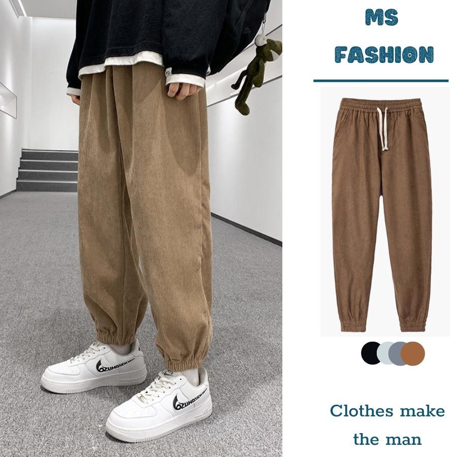 Quần Jogger nhung tăm Menswear năng động đễ phối đồ với 4 màu cơ bản đen, nâu, ghi tối, ghi sáng