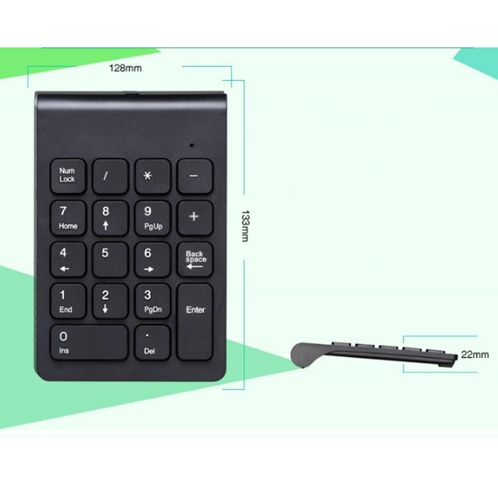 3X 2.4G Numeric Keypad USB Wireless Keypad with Mouse for Laptop Desktop Black
