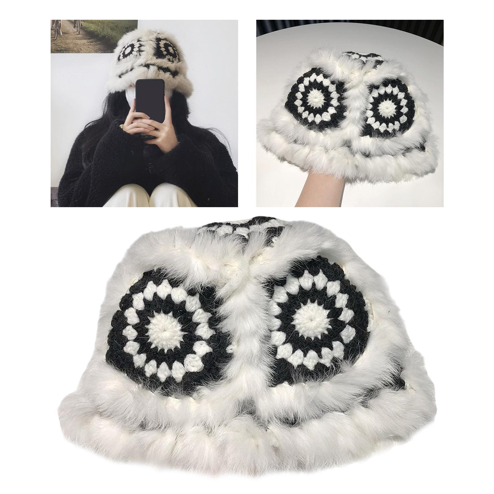Faux Plush Bucket Hat Furry Cute Fisherman Hat Plush for Teen Girls