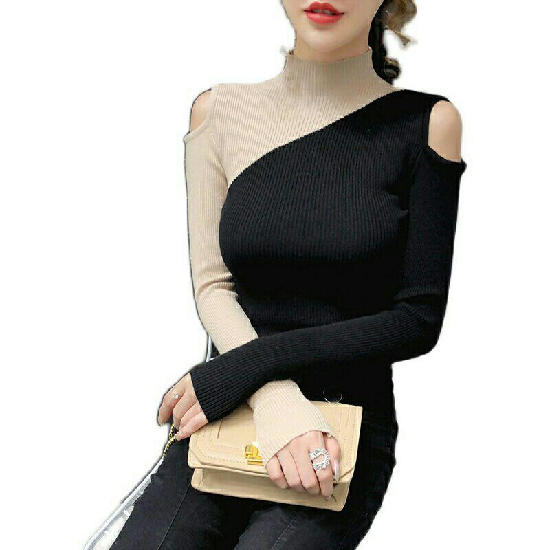 ÁO LEN TAY DÀI CỔ LỌ PHỐI MÀU SANG CHẢNH