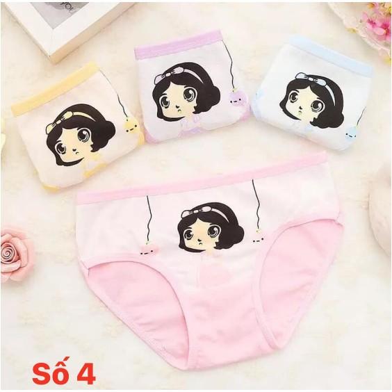 Set 4 quần lót tam giác cotton (Mẫu ngẫu nhiên) cho bé gái, quần lót cotton cho bé gái họa tiết xinh xắn